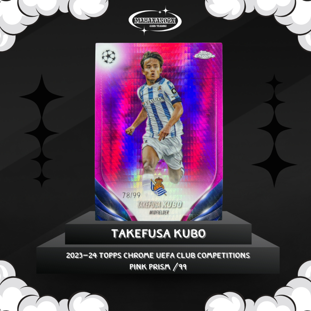 Takefusa Kubo 2023-24 Topps Chrome UEFA Club Competitions Pink Prism /99