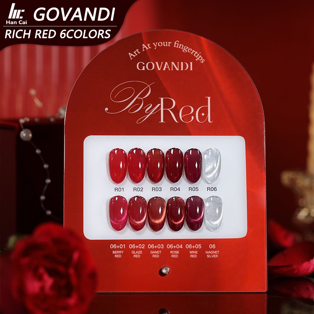 เซตสีเจลลูกแก้วโทนสีแดง เซต6สี Rich-Red Set ยาทาเล็บเจล แถมชาร์ต (Danny Coll) GOVANDI - G09