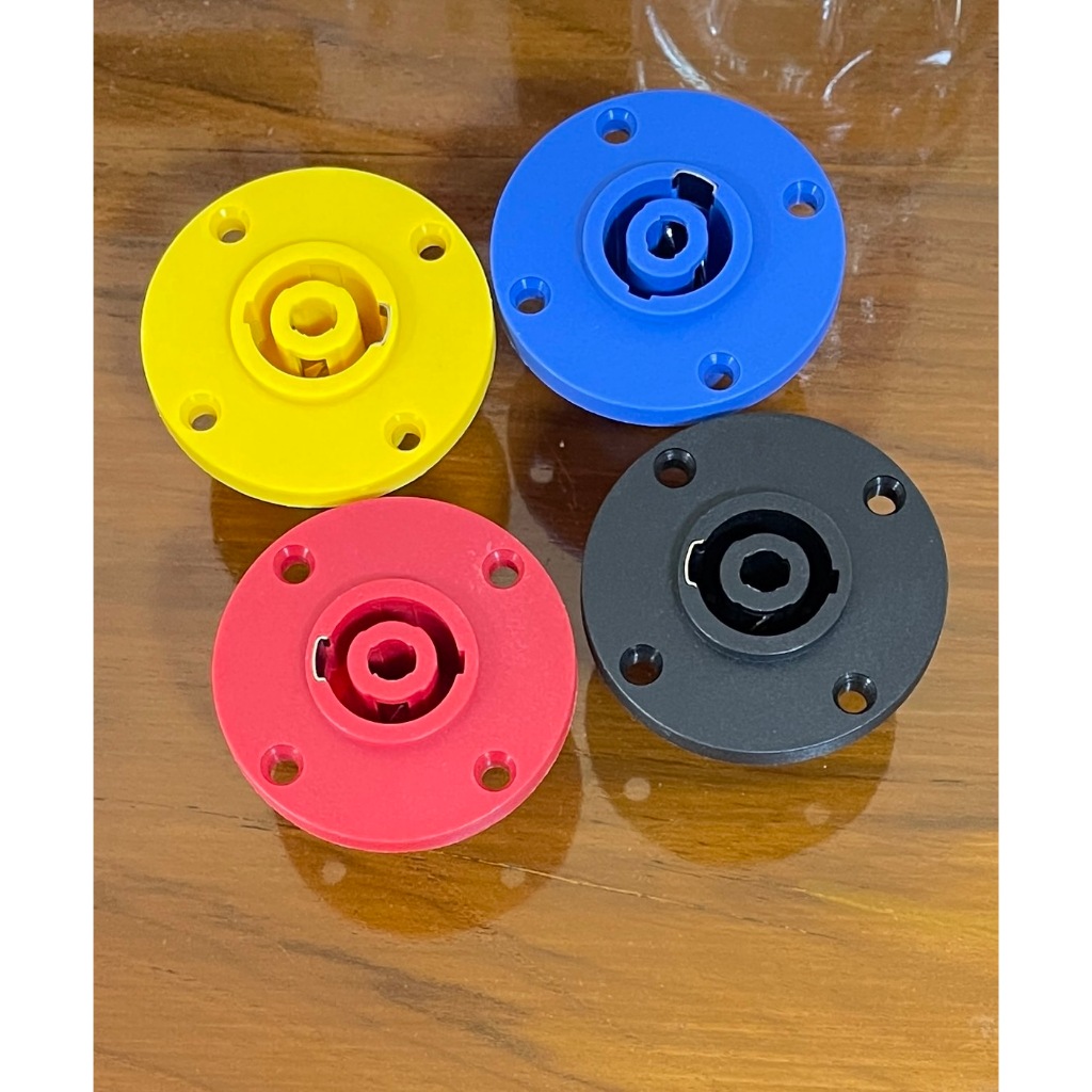 J.SPEAKON ติดแท่นกลม สีดำ/แดง/เหลือง/น้ำเงิน 🔥แบบแพ็ค4ตัว 🔥 แจ็คสเปคคอนตัวเมีย สเปคคอนกลมใหญ่ J.SPEAKONตัวเมีย