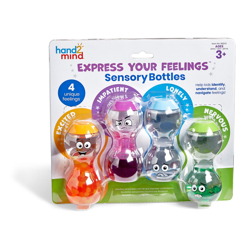 [3 ขวบ+] Express Your Feelings® Sensory Bottles - Excited, Nervous, Lonely, and Impatient [Hand2Mind]