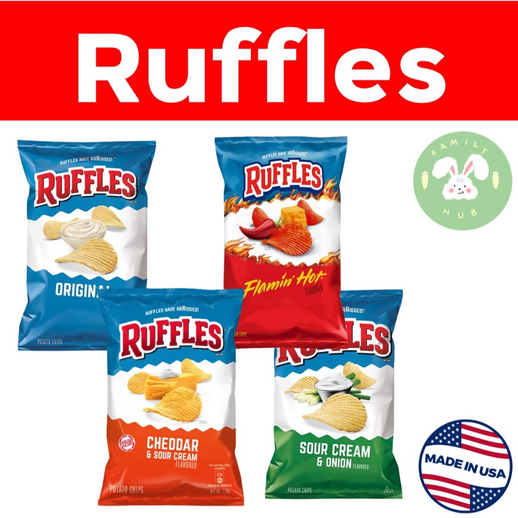 Ruffles  Potato Chips 184.2g  พร้อมส่ง Sour Cream and Onion / Cheddar & Sour Cream / Original นำเข้า
