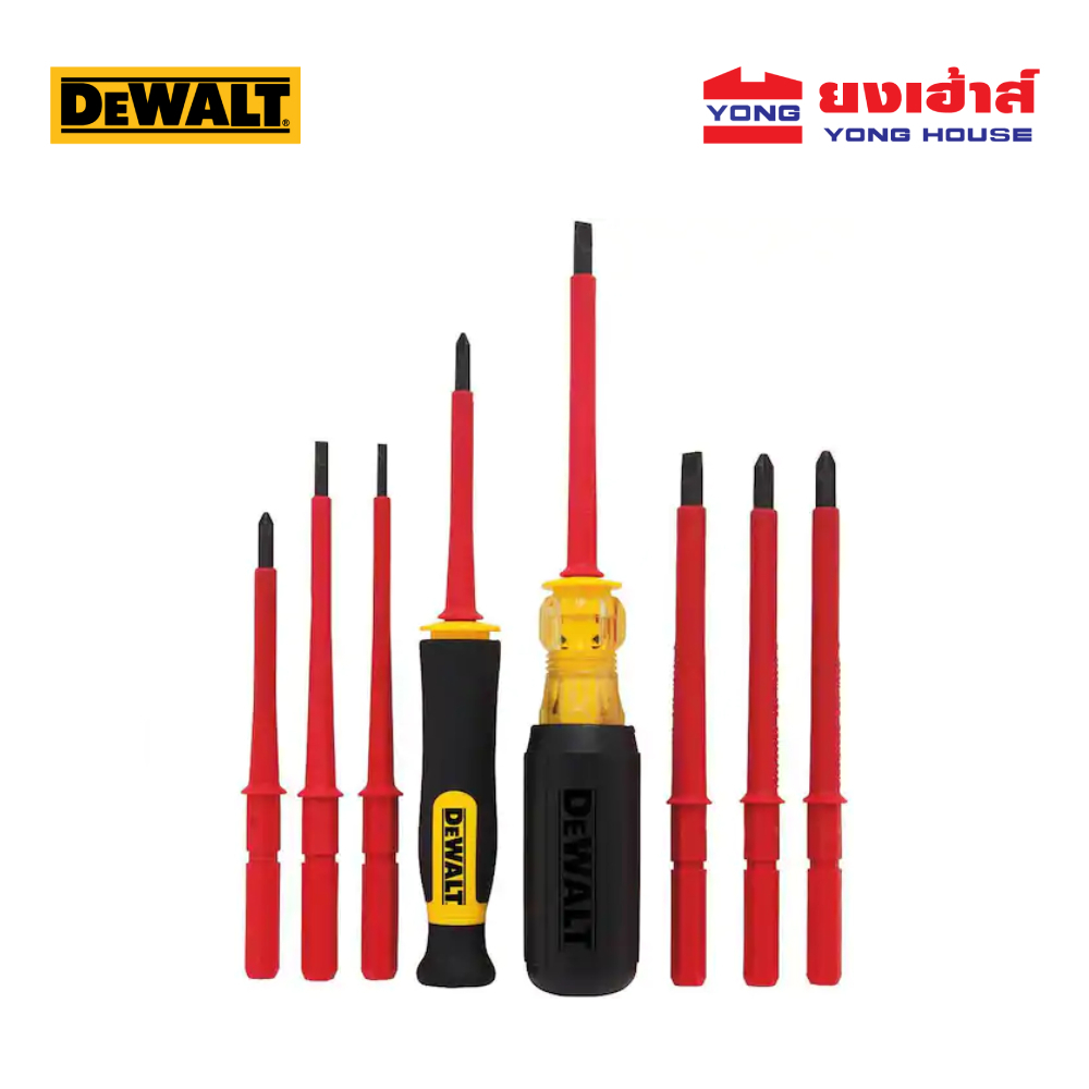DEWALT ชุดไขควงฉนวน 8 ชิ้น/ชุด พร้อมกระเป๋า รุ่น DWHT66417 ชุดไขควงกันไฟ