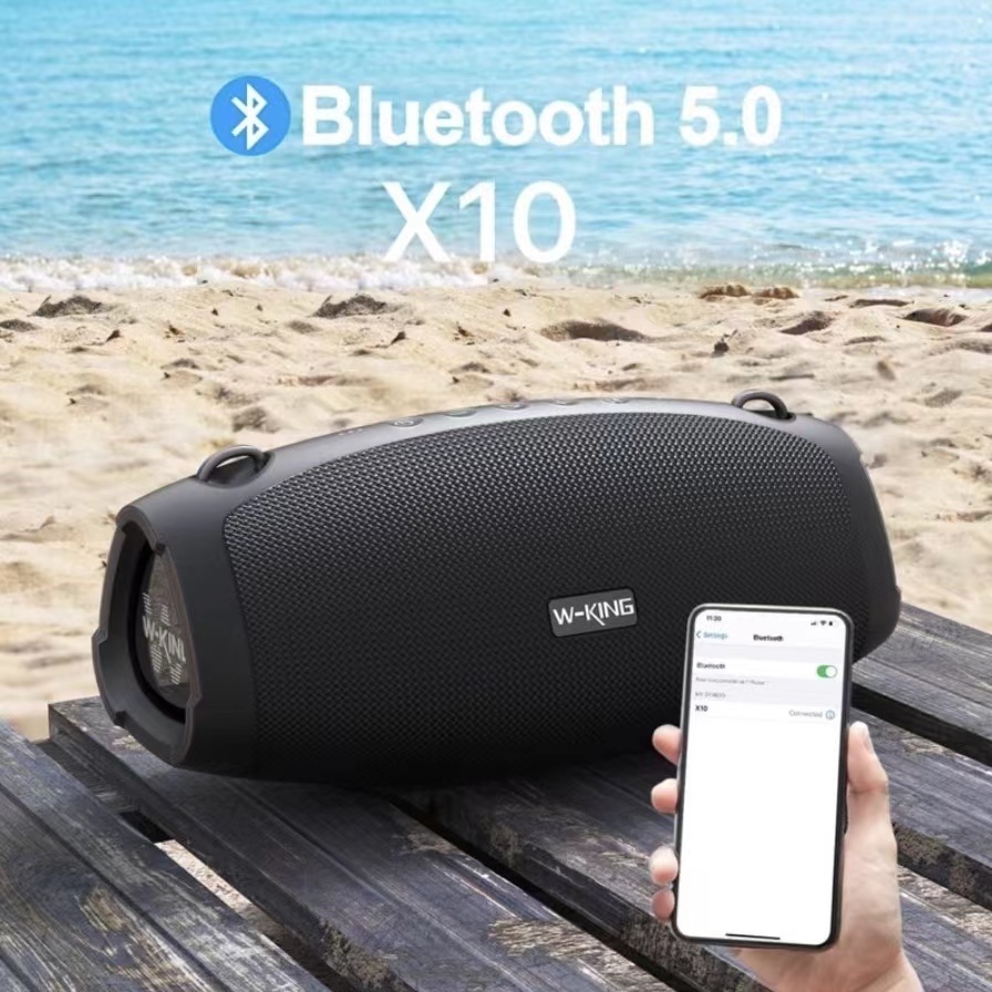 W-KING X10 ลำโพงบลูทูธ กำลังขับ70W เบสแน่น กันน้ำIPX6 Bluetooth Speaker wking