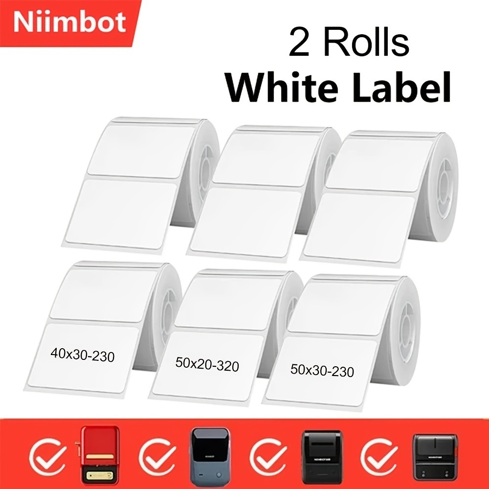 2rolls NIIMBOT B21/B1/B3S White Thermal Label Sticker Paper Tag Commodity Price Food Self-Adhesive