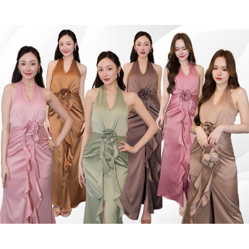 เดรสยาวแต่งดอกไม้สวยเก๋ รุ่น 315