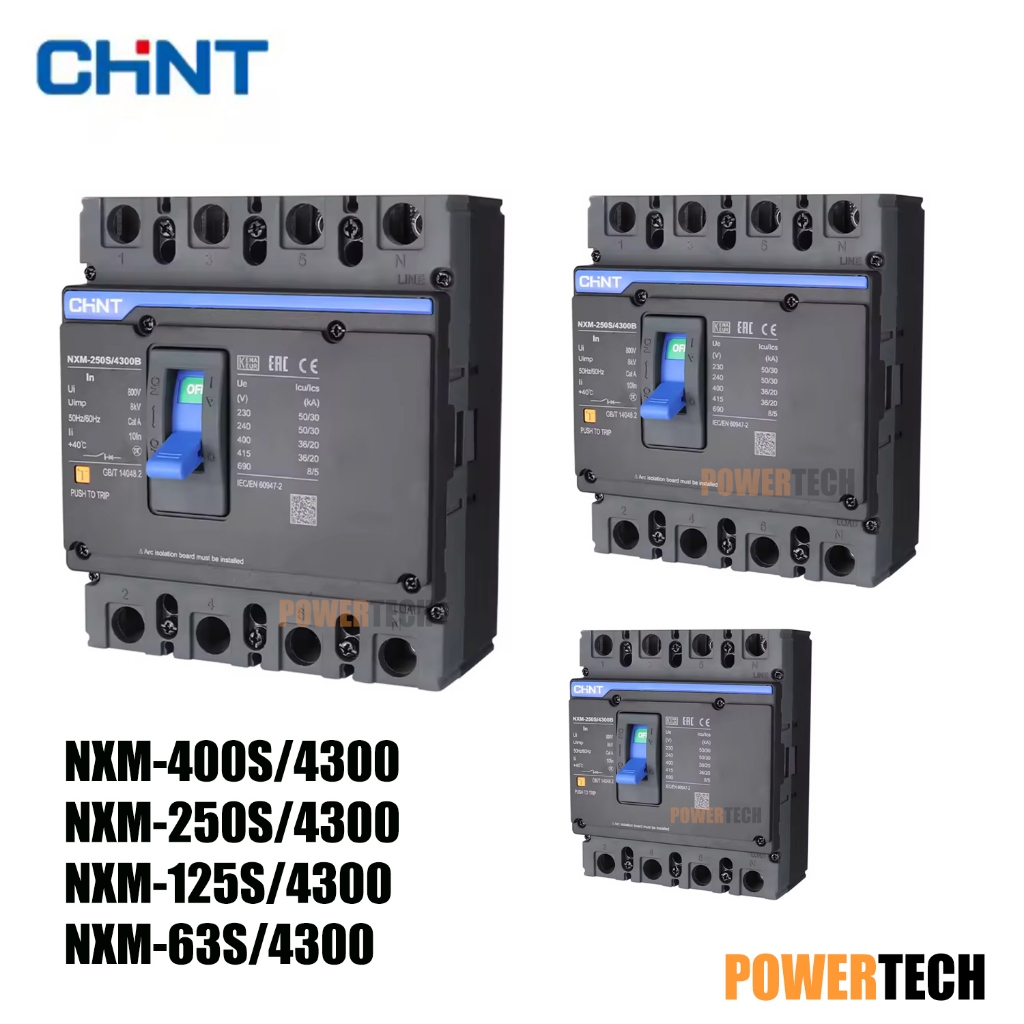 4P CHINT NXM 250S 125S 63S /4300 35kA เซอร์กิตเบรกเกอร์ เบรกเกอร์ เบรกเกอร์ เบรกเกอร์ไฟ NXM Moulded 