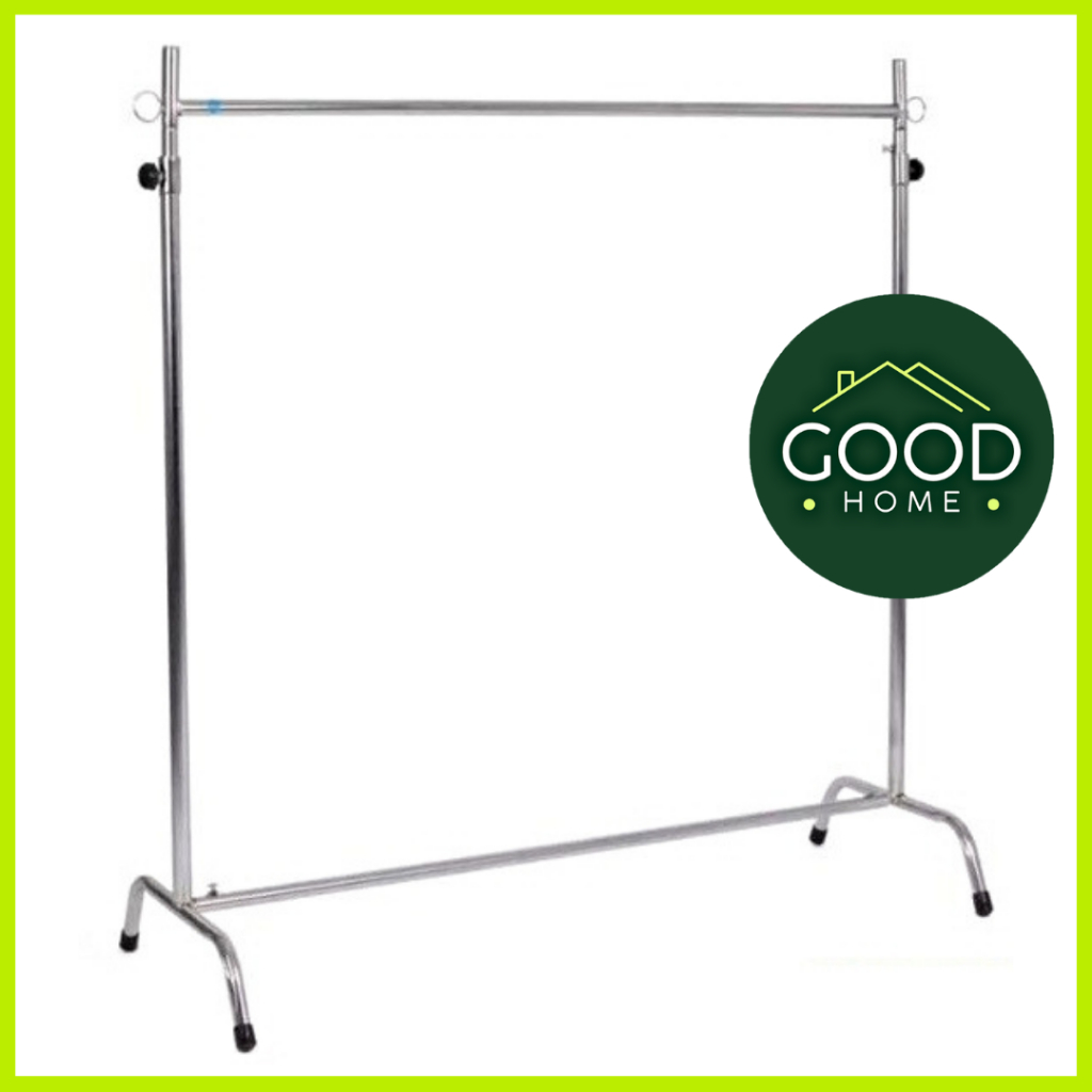 GOODHOME ราวตากผ้าเหล็ก ราวเดี่ยว ปรับระดับขึ้นลงได้ ยาว1เมตร อบสีขาว-สีเงินชุบโครเมี่ยม-สีเมทัลลิค ✅มี3สีให้เลือก✅
