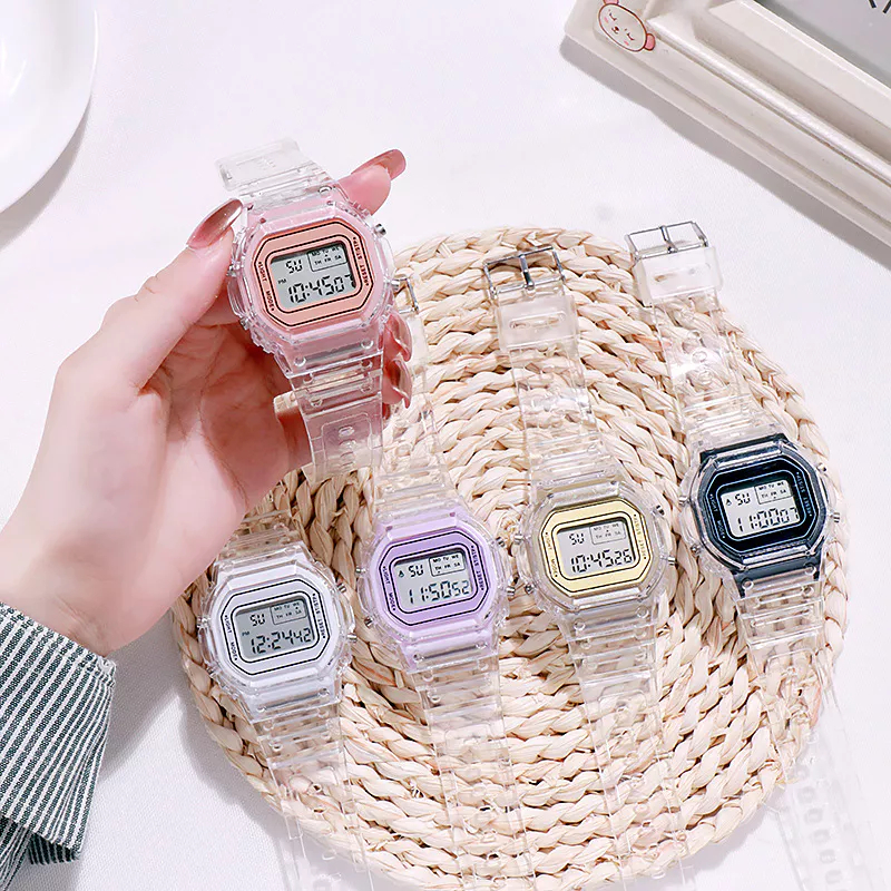 [พร้อมส่งในไทย]นาฬิกาข้อมือดิจิทัล LED ส่องสว่างอิเล็กทรอนิกส์ ทรงสี่เหลี่ยม กันน้ํา  สไตล์สปอร์ต แ นาฬิกาสปอร์ตทรงสี่เห