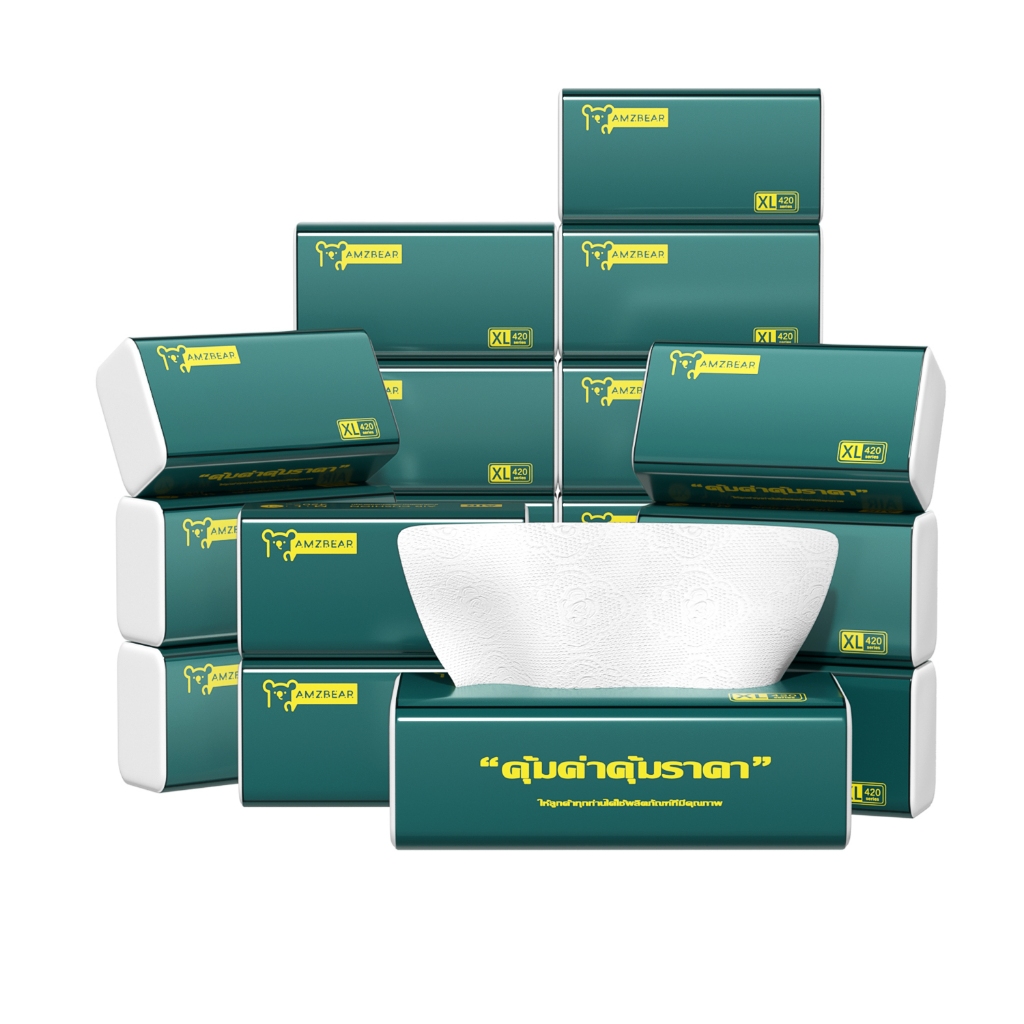 [20ห่อ ] ✨ AMZBEAR ทิชชู GB/T 20808 กระดาษชําระ หนา กระดาษทิชชู่อ่อนโย 1ห่อ 420 แผ่น หนา 3ชั้น - รูปที่ 7