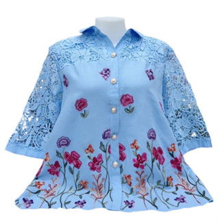 เสื้อลูกไม้ผ้าลินินเชิ้ต อก36-42/44-46นิ้วฟรีไซส์ หน้าผ้า42/…