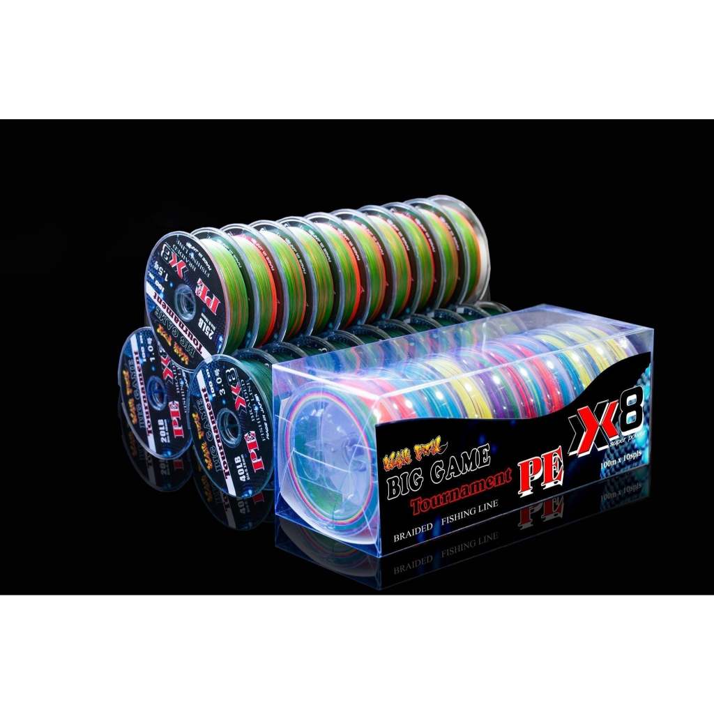 PE Big game X8 เป็น แบบม้วนต่อเนื่อง เส้นเล็ก จมน้ำเร็ว (10ม้วน)