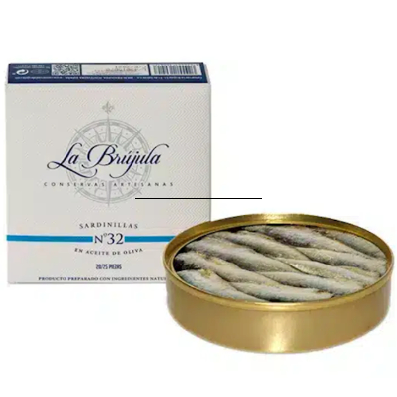 ลา บรูฆูล่า ปลาซาร์ดีนตัวเล็กในน้ำมันมะกอก (เบอร์ 32) 130 กรัม-Little sardine in olive oil (No. 32) 