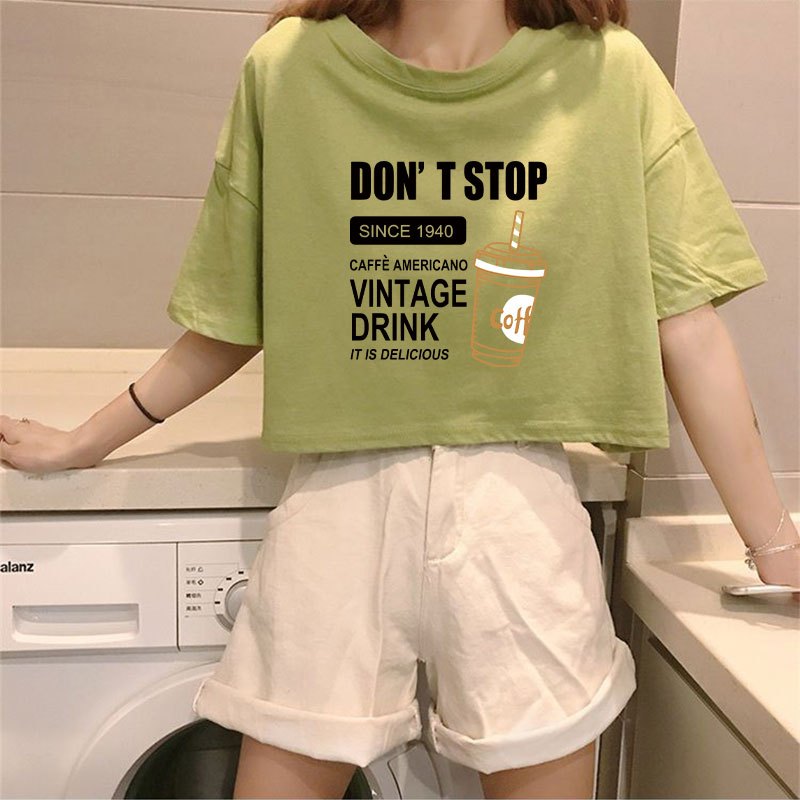 เสื้อครอปสาวอวบน่ารัก oversize เสื้อผ้าคนอ้วนไซส์ใหญ่ เสื้อยืดแขนสั้นแบบหลวมผู้หญิงแฟชั่นมาใหม่สวยๆ สกรีนลายวินเทจ ลำลอง - รูปที่ 4