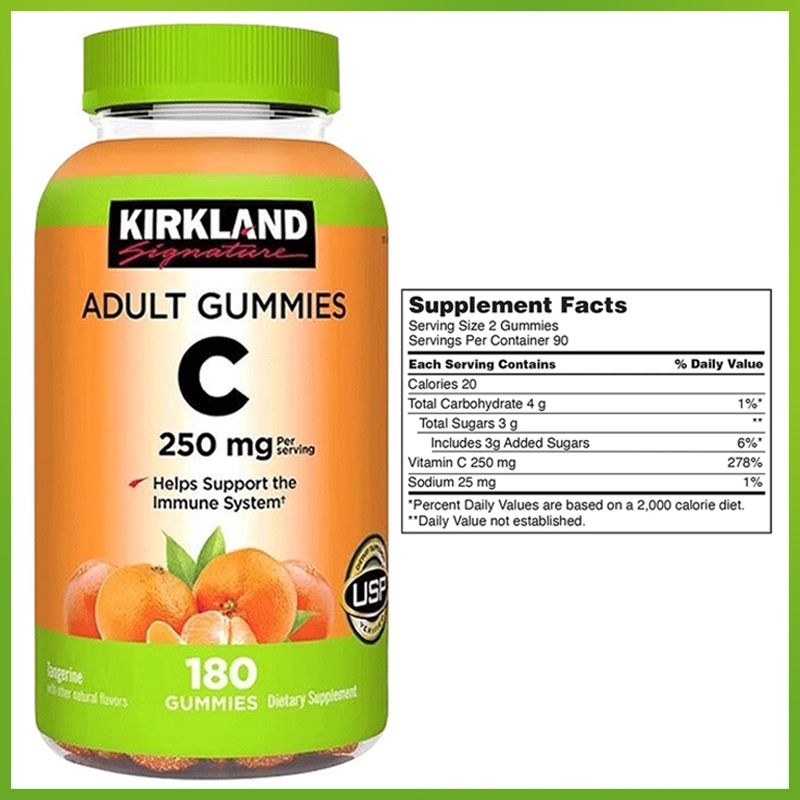 (Exp.04/2026)Kirkland Signature VitaminC 250 mg 180 and 360 Adult Gummies
