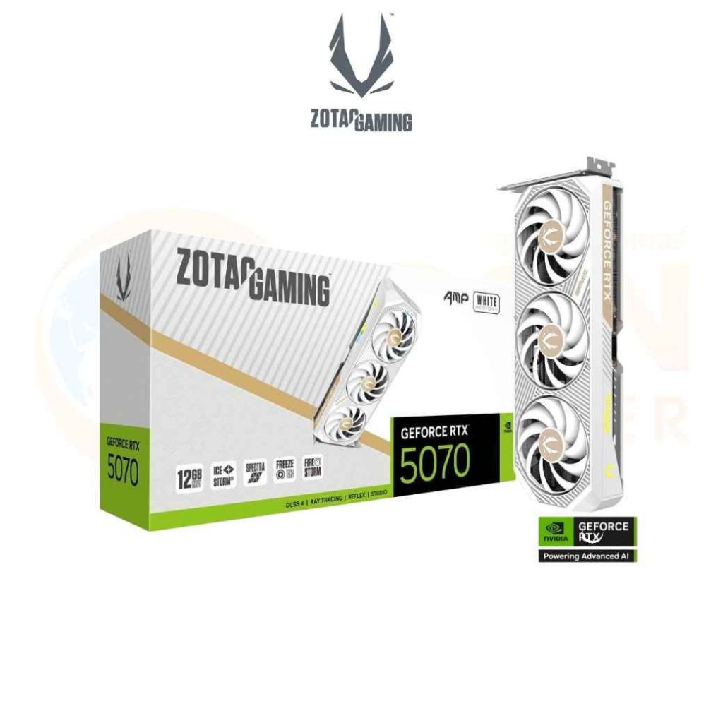VGA การ์ดจอ ZOTAC GAMING GEFORCE RTX 5070 AMP WHITE EDTION 12GB GDDR7