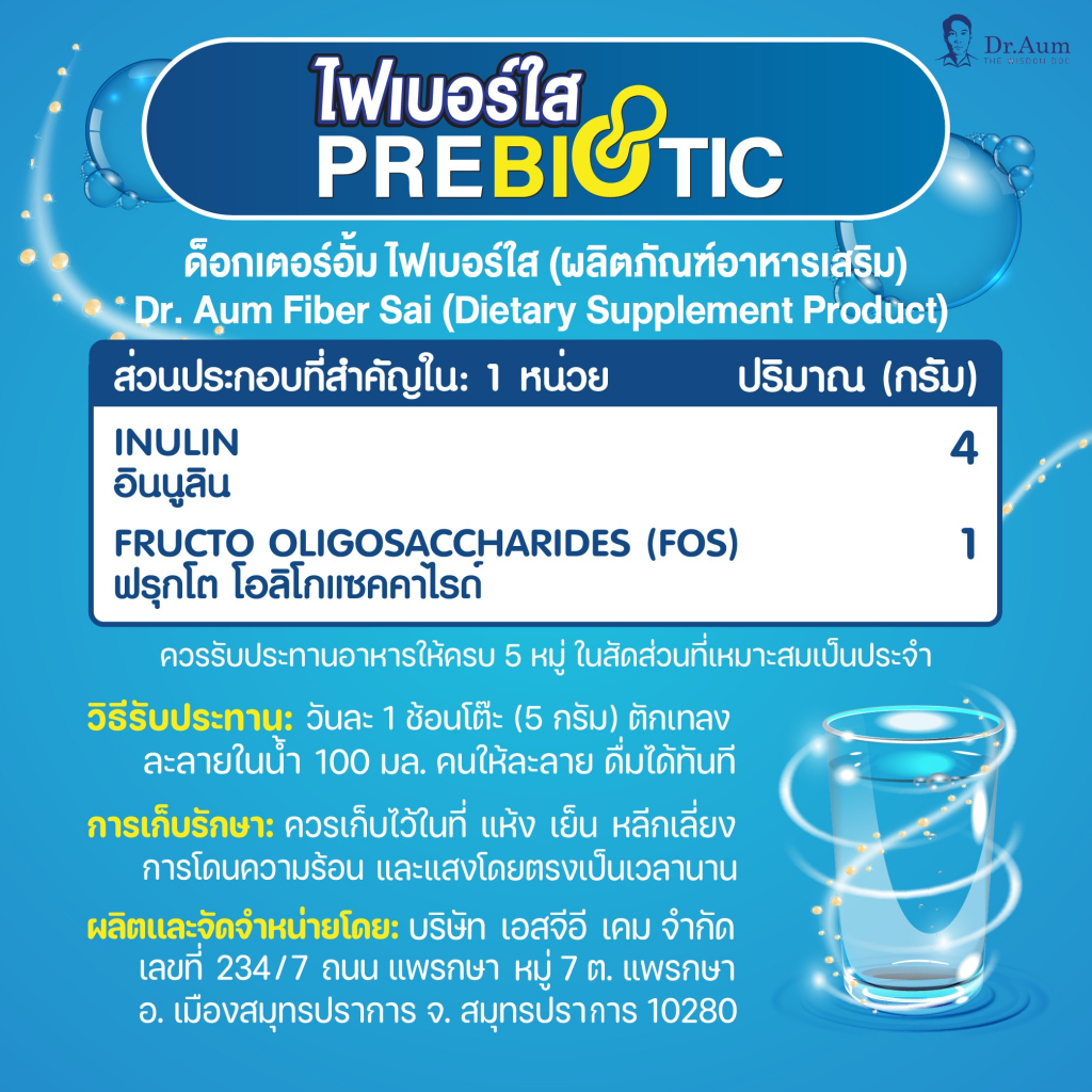 Dr.Aum ไฟเบอร์ใส Fiber Sai ใยอาหาร ลดการดูดซึมน้ำตาล และ ไขมันในเลือด - รูปที่ 3