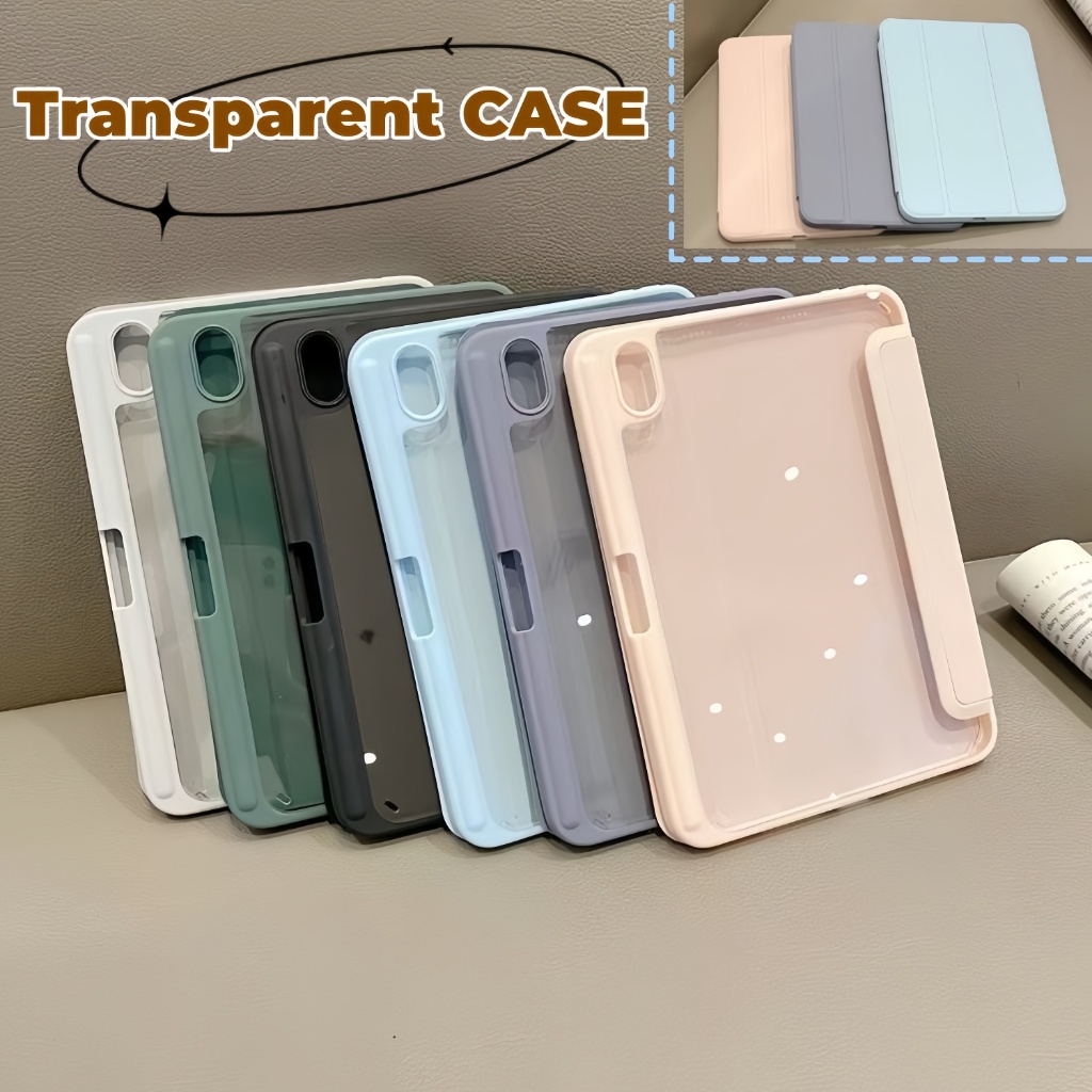 case for Air4/5/6/7 air11 ipad gen10/gen11 gen9/8/7/6/5 เจน10.2 mini6 pro11 วัสดุอะคริลิค  พร้อมช่องเสียบปากกา เคสไอแพด