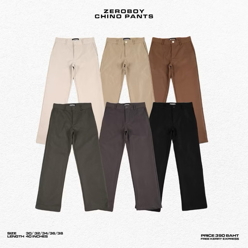 ZEROBOY - CHINO PANTS. "กางเกงขายาวทรงกระบอกตรง"