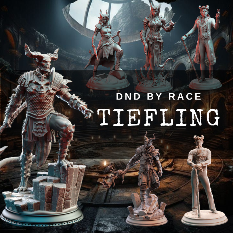 Tiefling I รวมโมเดลเผ่า Tiefling (งานเรซิ่นสีเทา ฐาน 1 นิ้ว)