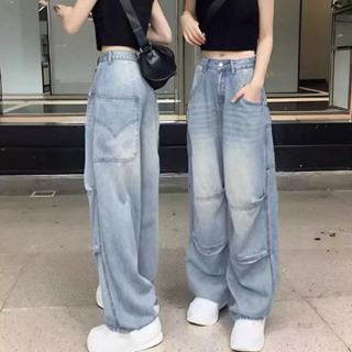 S-8XL สไตล์อเมริกันย้อนยุคกางเกงยีนส์ผู้หญิงกางเกงขากว้างเอว…