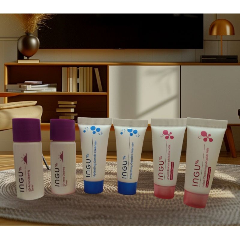 (ส่งฟรีทั่วไทยจ้า💌) ingu ขนาดทดลอง เซ็ต 6 ชิ้น โทนเนอร์ 10ml 2 ชิ้น+โฟมล้างหน้า 7ml 2 ชิ้น+ล้างเครื่