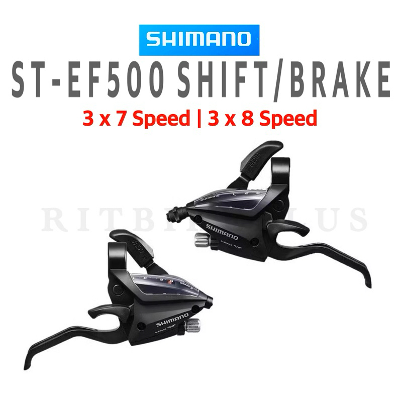 มือเกียร์จักรยาน SHIMANO รุ่น ST-EF500 3x7 Speed และ 3x8 Speed พร้อมสายเกียร์และปลอกสาย สินค้าบริษัทพร้อมกล่อง