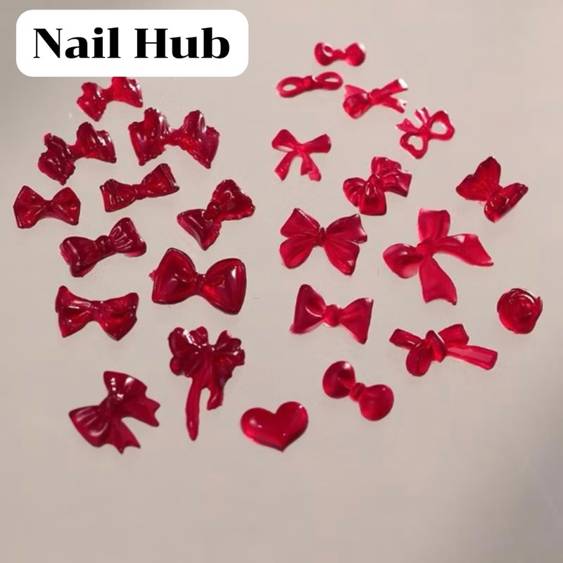 AC.1520 ร้านไทย 🇹🇭🇹🇭🇹🇭แพ็ค 10 ชิ้น พร้อมส่ง เรซินแต่งเล็บสีแดงเลือดหมู มีให้เลือกหลายแบบ - รูปที่ 3