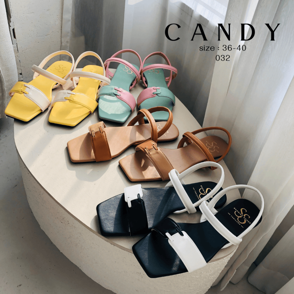 Sharisa Shoes รุ่น CANDY (032) รองเท้าแตะรัดส้น พื้นนุ่ม ใส่สบายเท้า สีหวานละมุน สไตล์มินิมิล