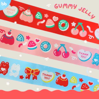 Gummy Jelly🧸 เทปหมีกัมมี่🍒 2 นิ้ว 45 หลา (ม้วน) เทปปิดกล่อง Thank you tape OPP tape ปิดกล่อง ติดกล่อง เทปน่ารัก