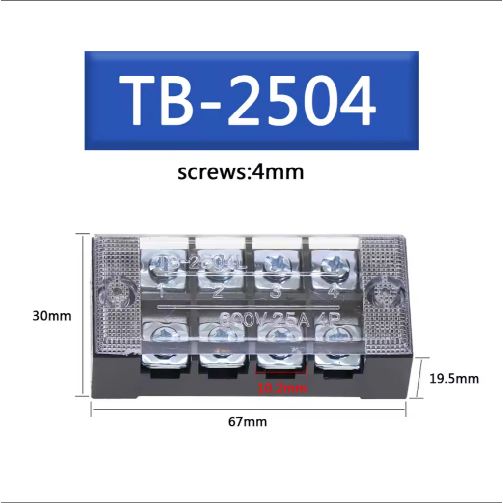 TB2508  เทอร์มินอล บล๊อก 8 ช่อง Terminal 8P 25A 600V