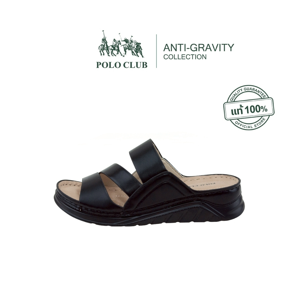 POLO CLUB รองเท้าแตะแบบสวม รุ่น AG-2872 สีดำ l รองเท้าไมโคไฟเบอร์ สูง 1.25 นิ้ว