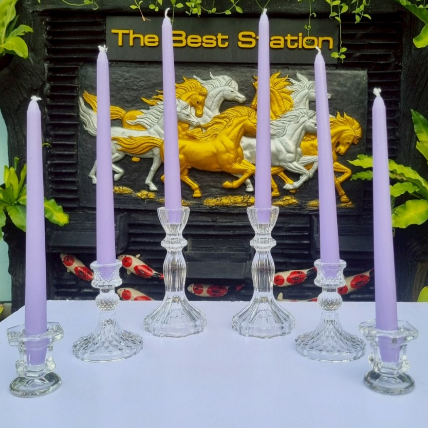 BestBuyStationery เทียนเทปเปอร์ เทียนสีม่วง 10นิ้ว *ไม่มีกลิ่น Violet Tapper Candles Unscented.