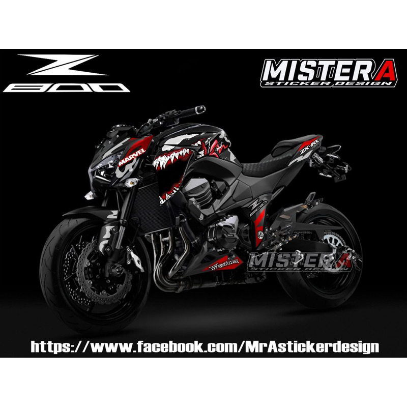 (Mr.AM) ชุดสติ๊กเกอร์ [เกรด Premium] Kawasaki Z800 (VENOM)