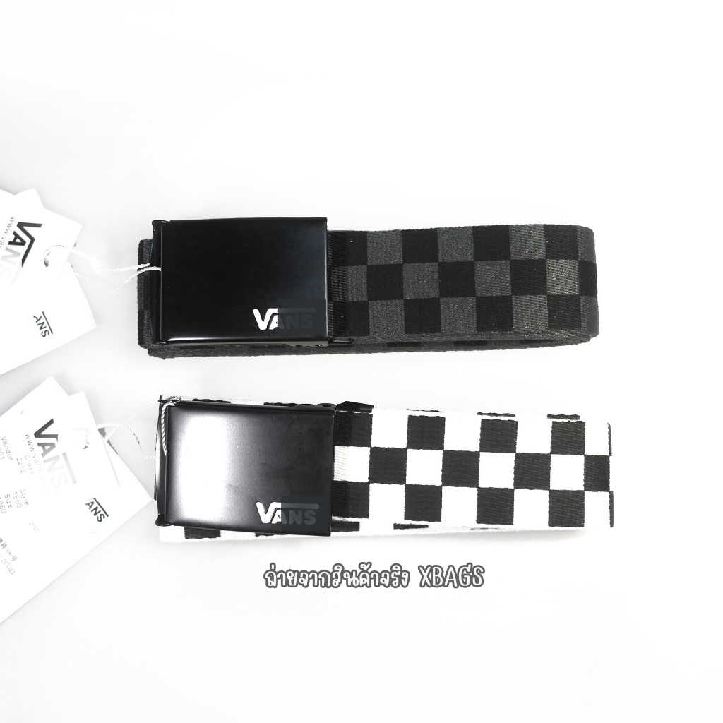 Vns Belt เข็มขัดแบบผ้า สายหนา ลายตาราง เอวได้ถึง 46 นิ้ว หัวเหล็ก ปั้มโลโก้นูน