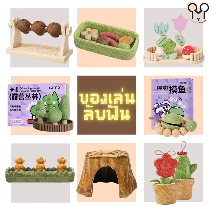 (N.KMF) ของว่างลับฟันแฮมสเตอร์ ผัก เนื้ออัดแท่ง Yee, Teewy, ลับฟันดอกไม้ Guaijuan, Carno
