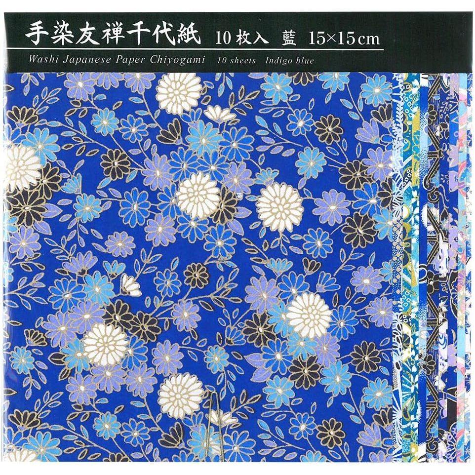 Ehime Paper Industry - Hand-Dyed Yuzen Chiyogami 15cm Square, 10 Sheets