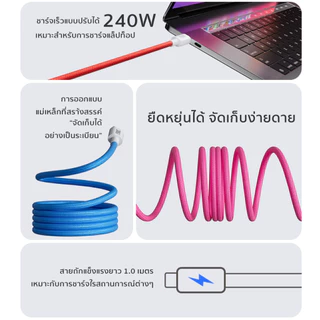 iMI สายชาร์จเร็ว 240W Magnetic Fast Charging Cable สายข้อมูลแม่เหล็ก จัดเก็บง่าย ยาว 1M สายเคเบิล TYPE-C