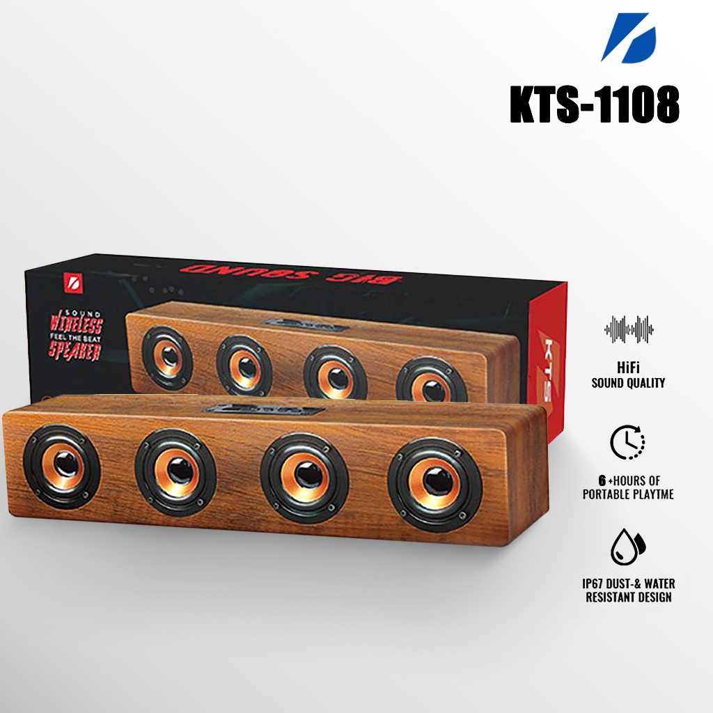 ใหม่ลำโพงบลูทู ธ KTS-1108 เบสลึก 4 ลำโพงไม้