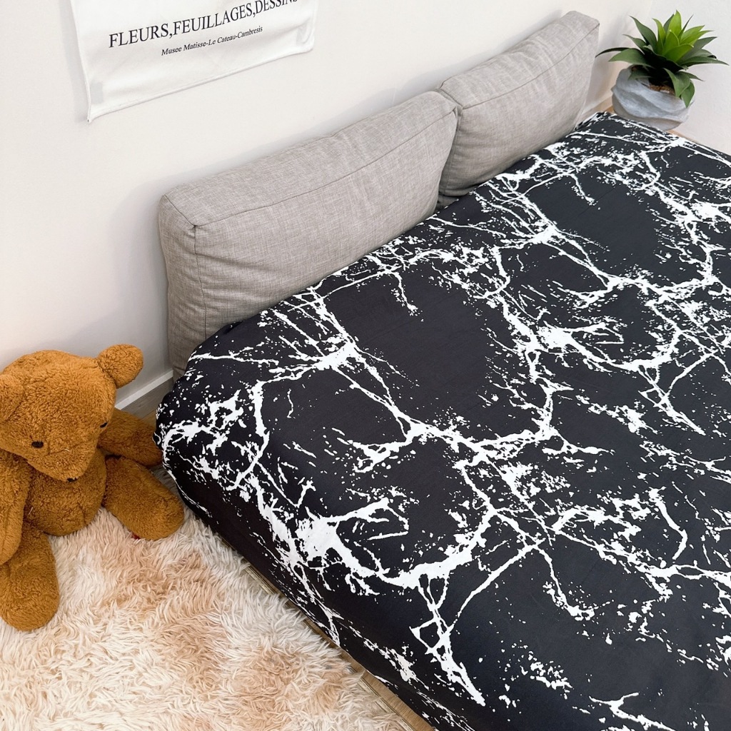 พร้อมส่ง ผ้าปูที่นอน 3.5/5/6 ฟุต มียางรัดมุม 4 มุม สีไม่ตก ไม่ขึ้นขน เนื้อผ้าคอตตอนนุ่ม - รูปที่ 7