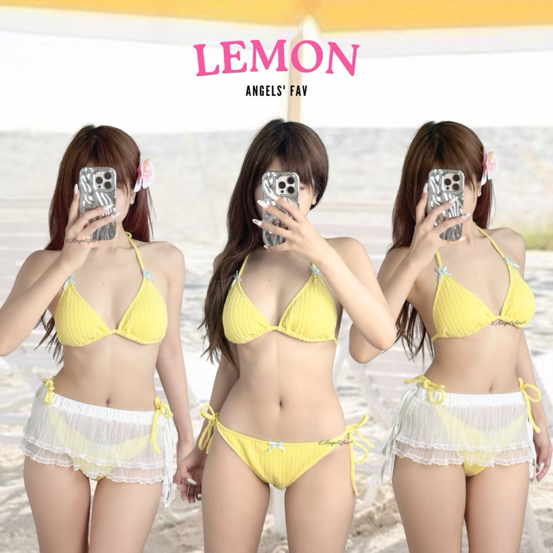 Angels.fav - บิกินี่สีเลม่อน (เซต 3 ชิ้น) 🍋💗🫧