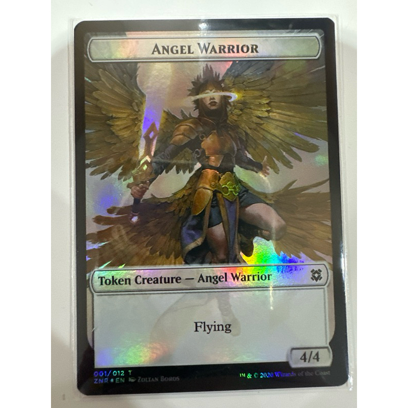 Zendikar  Rising Token Foil : front Angel Warrior 4/4 back construct 1/1 ของแท้พร้อมส่ง MTG Magic th
