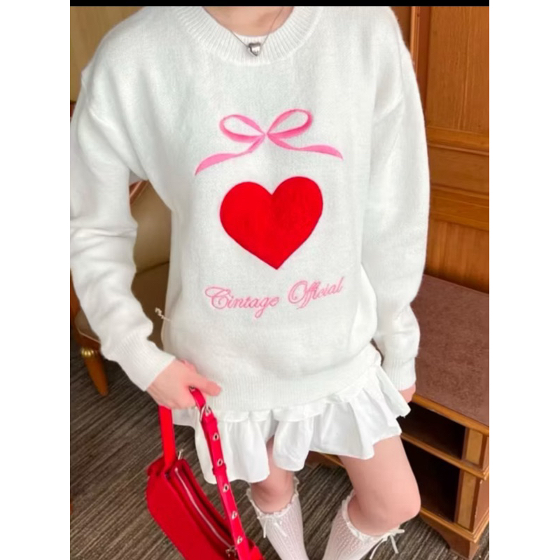 มือสอง cintage หัวใยแดงสภาพนางฟ้า ใส่ครั้งเดียวซักมือ🍪✨💕