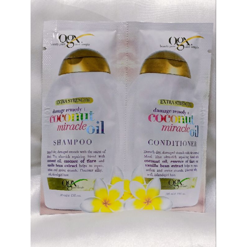 💟 แชมพู +ครีมนวดผมนํ้ามันมะพร้าวมิราเคิล OGX เวชสําอางค์อเมริกา💟ชุดซองทดลอง