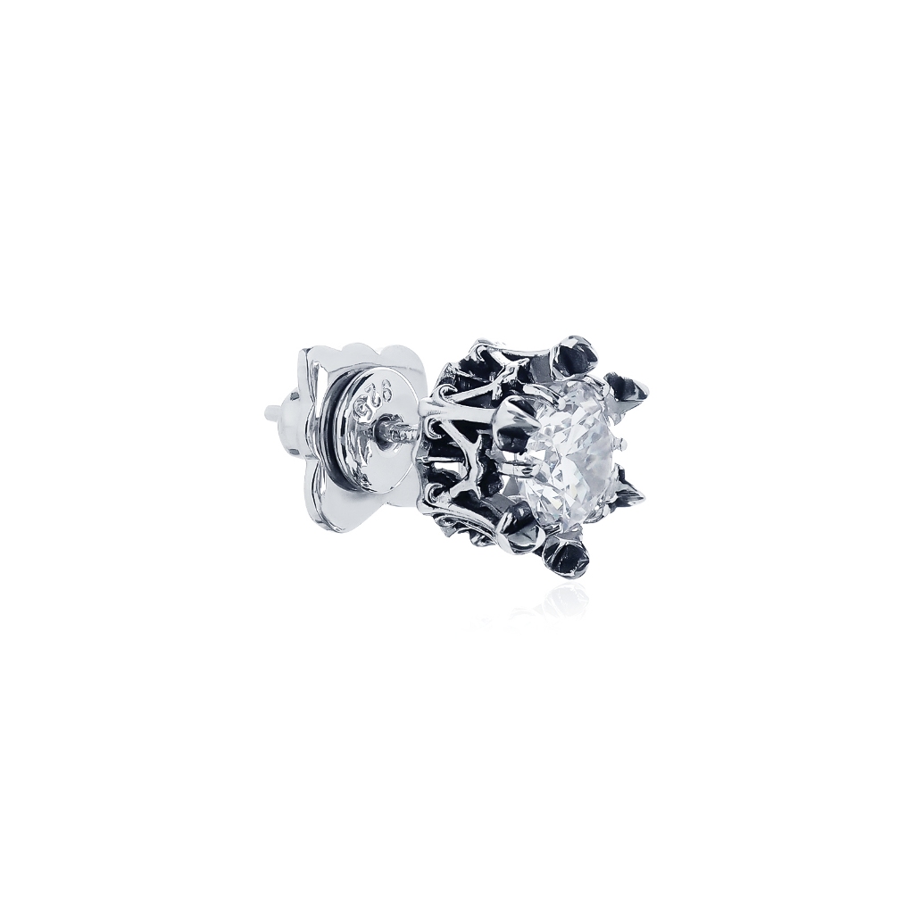 AKE AKE حلق تاج فضة 925 بكريستال سواروفسكي أبيض — صورة 2