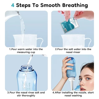 Airuidu YT300 ขวดล้างจมูก +เกลือล้างจมูก 10 ซอง (300 ml/330 ml) พร้อมหัวฉีดสำรอง ออกแบบมาสำหรับเด็ก