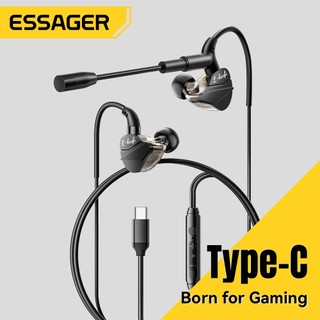 Essager ชุดหูฟังแบบมีสาย ACS รองรับไมโครโฟน 3.5 มม. Type C สำหรับโทรศัพท์มือถือ คอมพิวเตอร์ และคอนโซลเกม