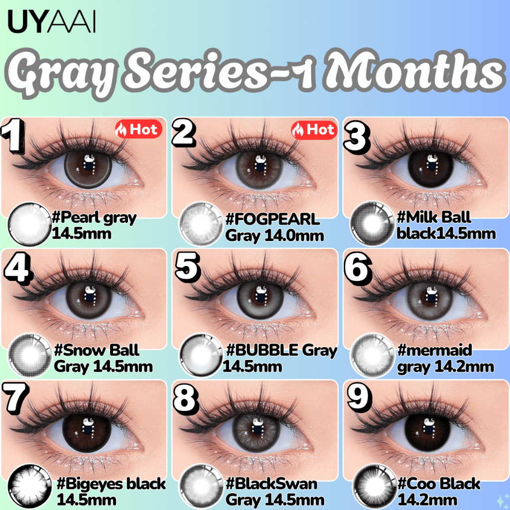 คอนแทคเลนส์ UYAAI x FRESHLADY Grey Brown Blue Color 14.0-15.0mm คอนแทคเลนส์สี  คอนแทคเลนส์รายเดือน