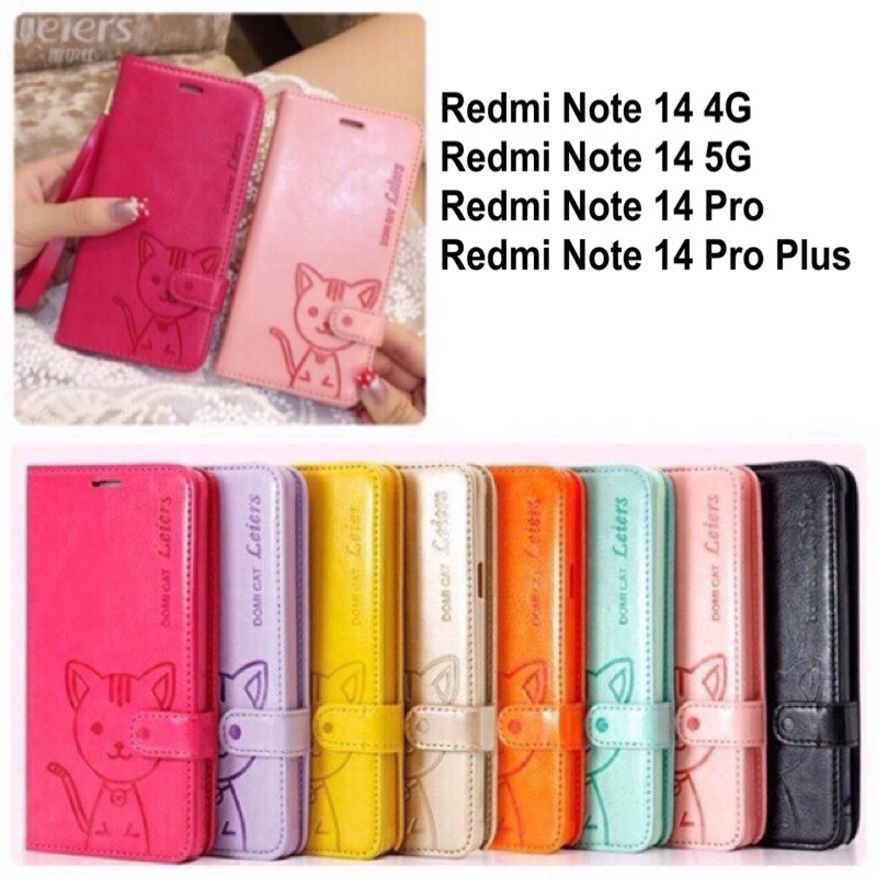 เคสหนังฝาพับ Redmi note 14 4G / redmi note 14 5G / redmi note 14 pro / redmi note 14 pro plus แมว Do