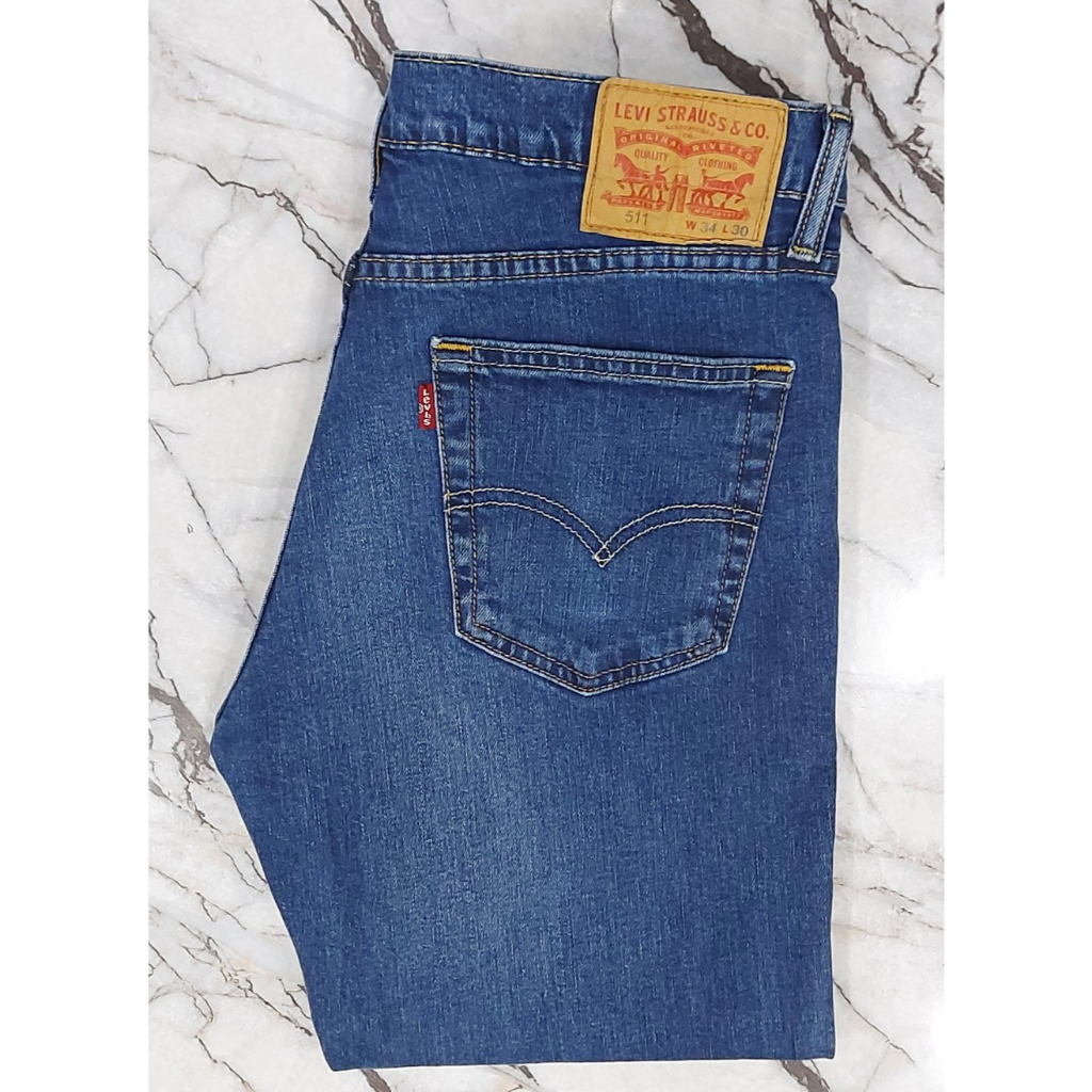 กางเกงยีนส์ มือสอง for ลีวาย 511 ขาเดฟ ซิป เอววัดจริง33(เอวป้าย34) ยาว28.5 MADE IN EGYPT ผ้ายืดCOTTO