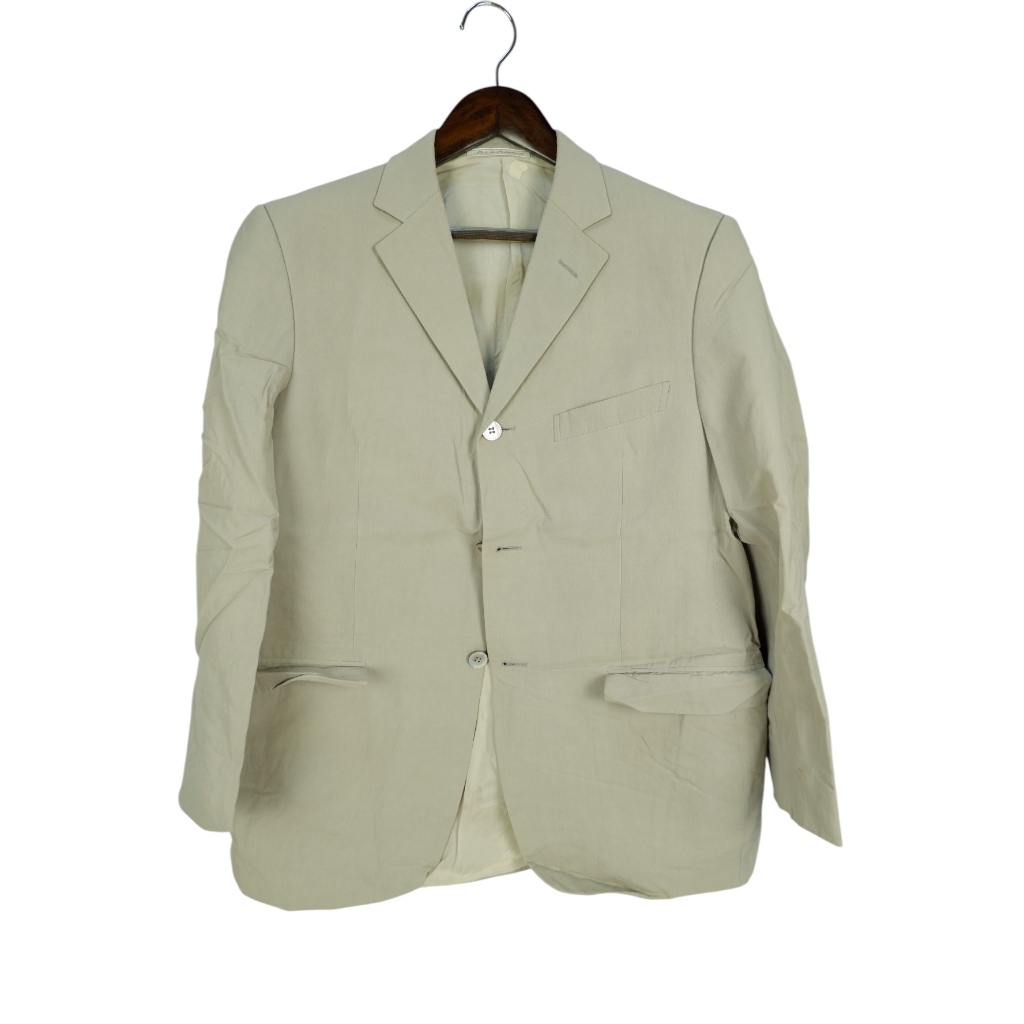 สูท Zegna อก44 ผ้าRayon Cotton สีครีม  Half Canvas Soft Shoulder สูทผู้ชาย สูทผู้หญิง สูทแบรนด์เนม